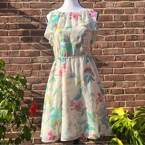 Ted Baker London Floral Dress Sz 0 Birds Cottagecore Fairycore Garden Girl Luxe